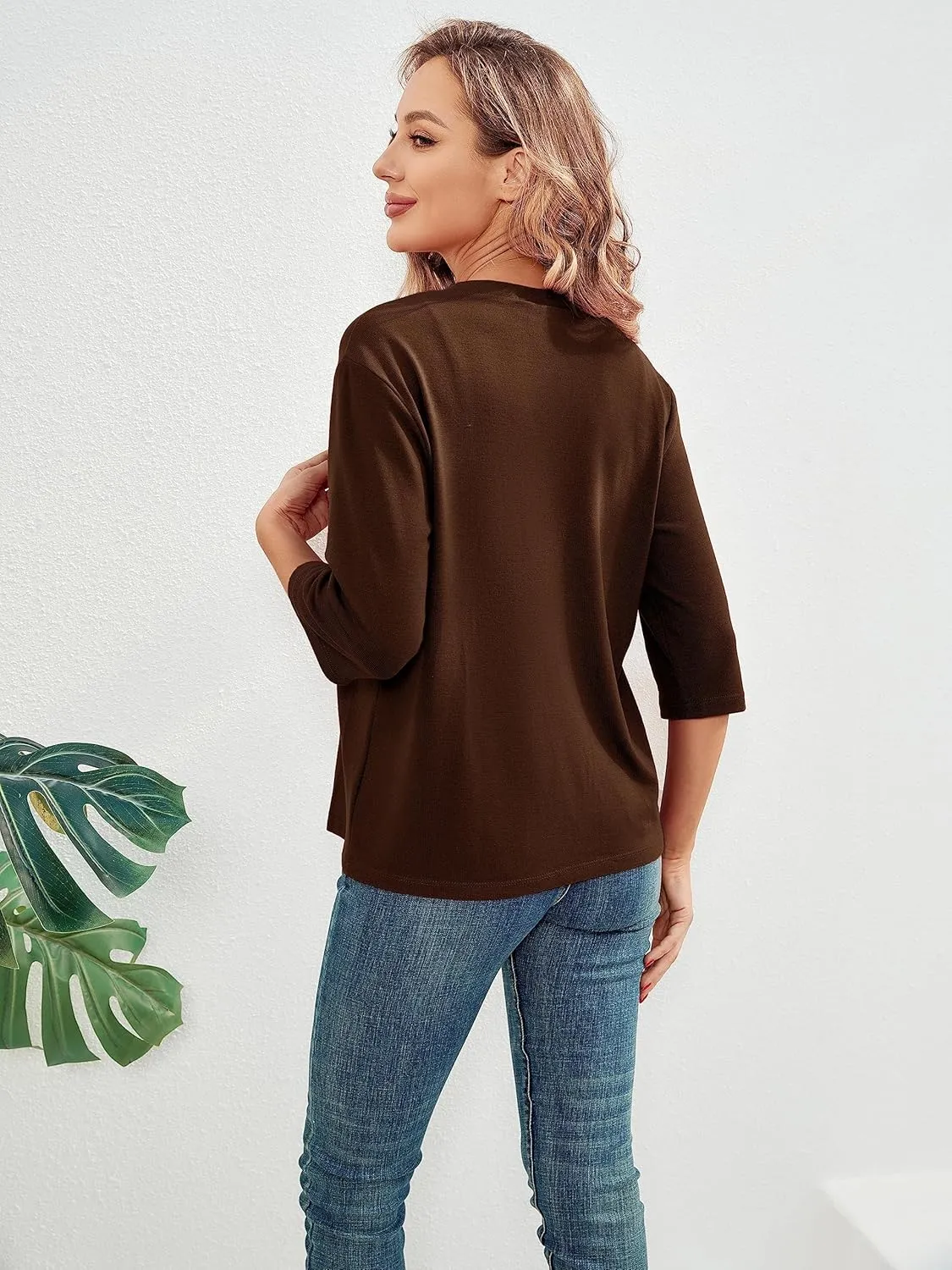 BENANCY Women 3/4 Sleeves Bolero Shrugs Open Front Lightweight Cardigan