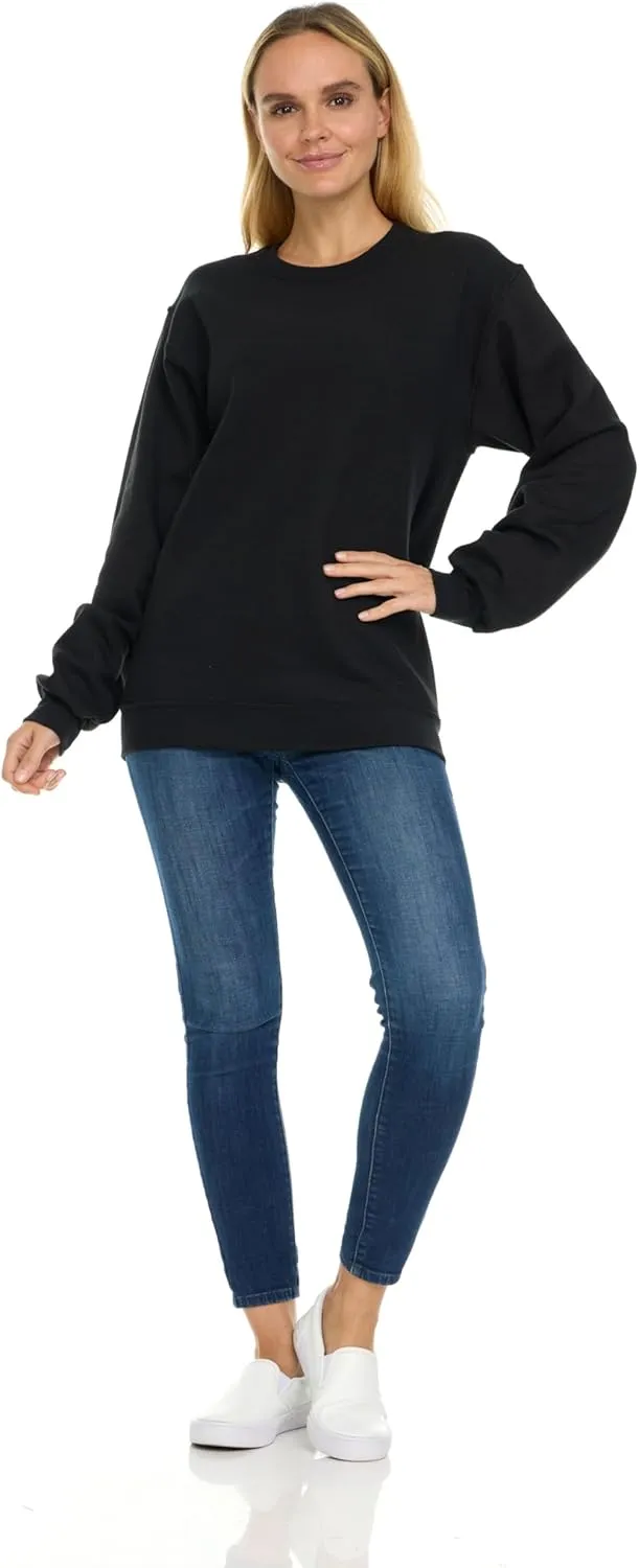 BILLIONHATS 3 Pack Womens Oversized Crew Neck Sweatshirt, Fleece Lined, Bulk Wholesale Sweatshirts