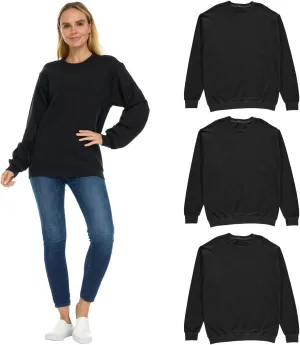BILLIONHATS 3 Pack Womens Oversized Crew Neck Sweatshirt, Fleece Lined, Bulk Wholesale Sweatshirts