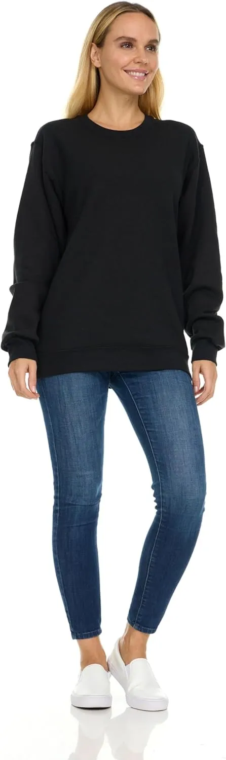 BILLIONHATS 3 Pack Womens Oversized Crew Neck Sweatshirt, Fleece Lined, Bulk Wholesale Sweatshirts