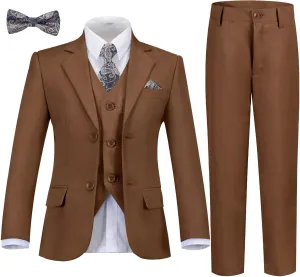 Boys Formal Suit Set Kids Tuxedo Suits for Boys Easter Wedding Outfit with Ties and Pocket Square