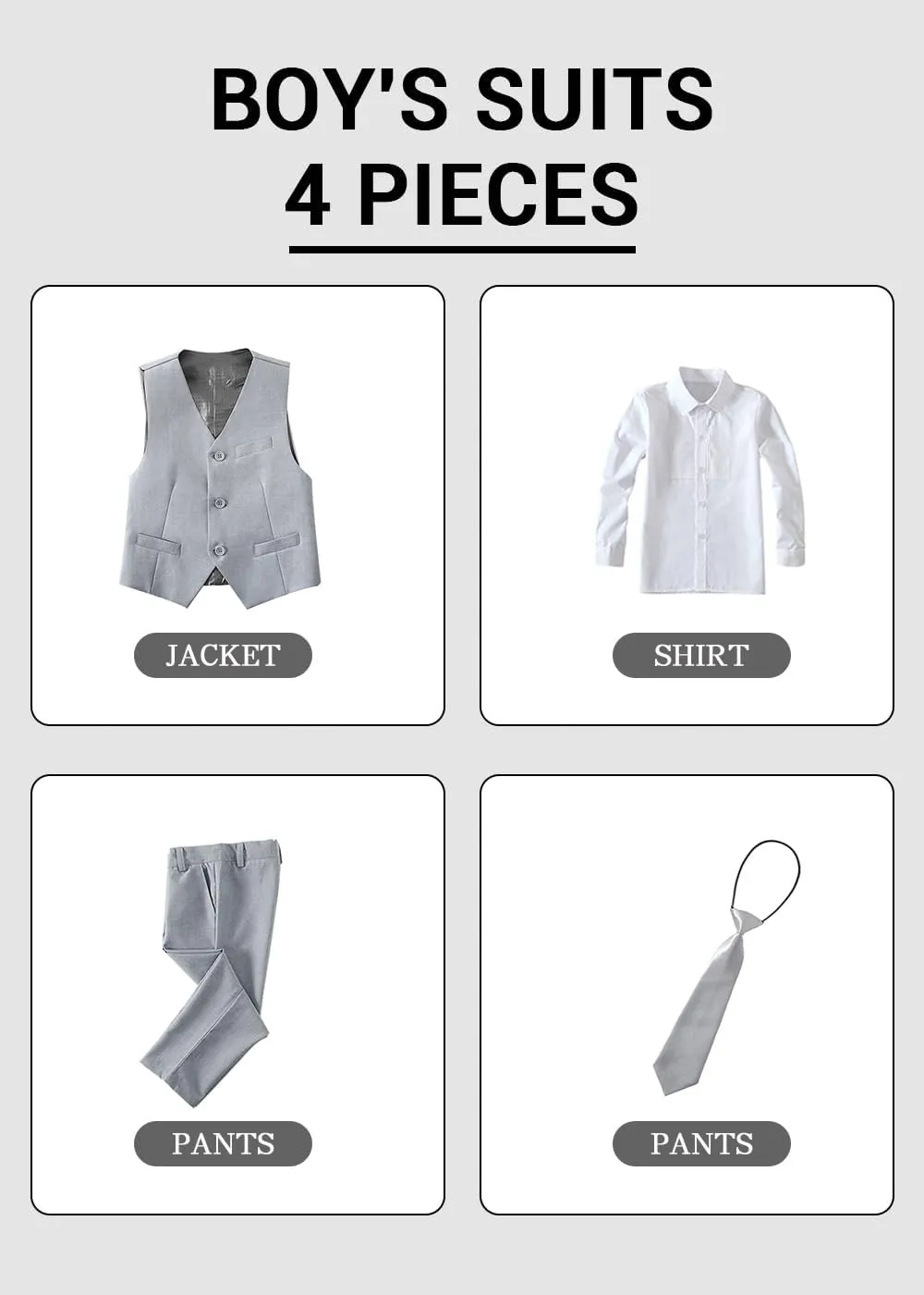 Boys' Formal Suit Set Slim Fit Kids Formal Suits Toddler Tuxedo Wedding Prom Classic Outfit for Teen