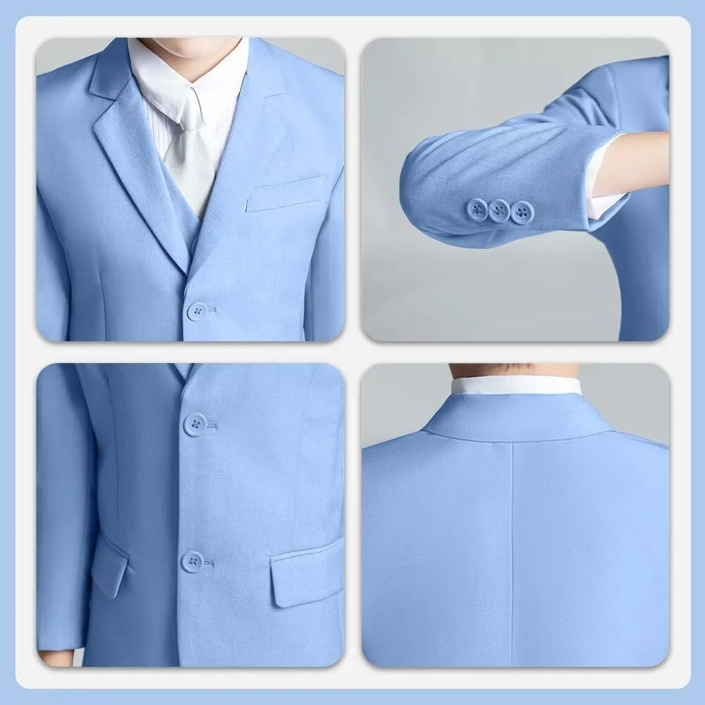 Boys Suit 4-Pieces Toddler Tuxedo Vest Pants Set Suits for Boys Communion Dress Clothes Ring Bearer Outfit