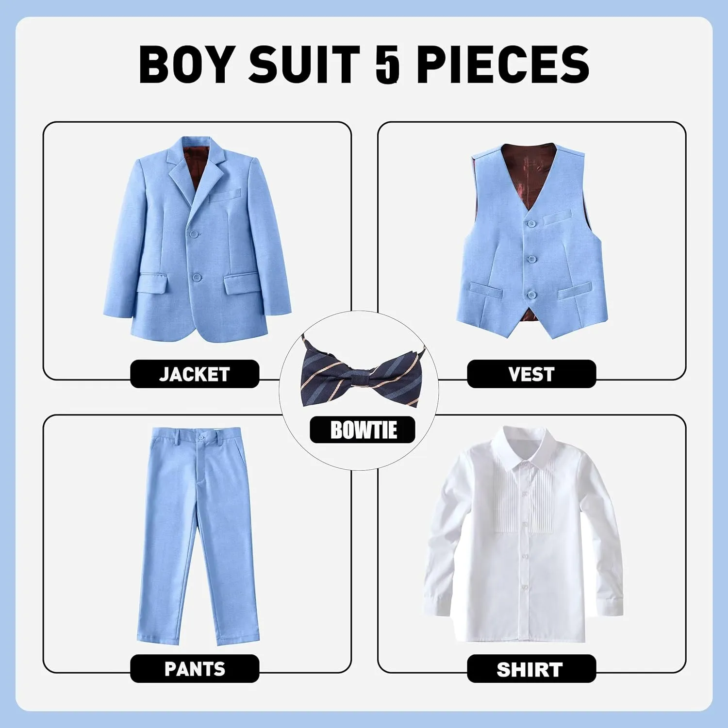 Boys Suit 4-Pieces Toddler Tuxedo Vest Pants Set Suits for Boys Communion Dress Clothes Ring Bearer Outfit