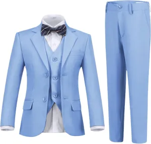 Boys Suit 4-Pieces Toddler Tuxedo Vest Pants Set Suits for Boys Communion Dress Clothes Ring Bearer Outfit