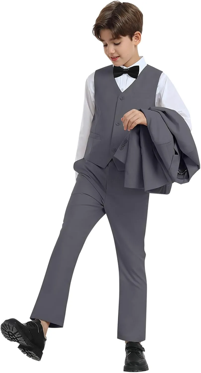 Boys Suit Kids 5 Piece Tuxedo Suit Set for Teen Boys Formal Dresswear