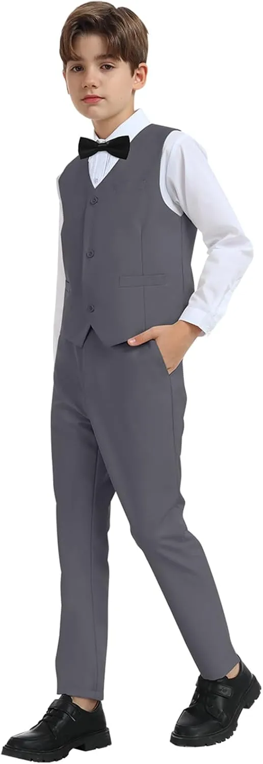 Boys Suit Kids 5 Piece Tuxedo Suit Set for Teen Boys Formal Dresswear
