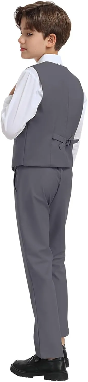 Boys Suit Kids 5 Piece Tuxedo Suit Set for Teen Boys Formal Dresswear