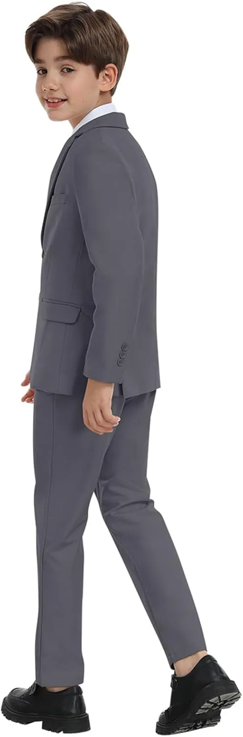 Boys Suit Kids 5 Piece Tuxedo Suit Set for Teen Boys Formal Dresswear