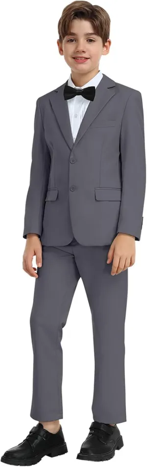 Boys Suit Kids 5 Piece Tuxedo Suit Set for Teen Boys Formal Dresswear