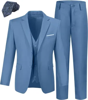 Boys' Suit Kids Formal Tuxedo Suits for Boys Wedding Outfits Dress Vest Pants Suspenders Set Adjustable Waist