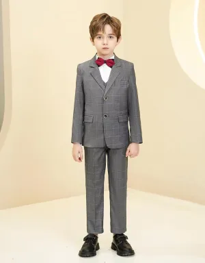 Boys Suit Plaid Stripes Suits for Boys 3 Piece Formal Wedding Outfit Slim Fit Suit Blazer Vest Pants Set
