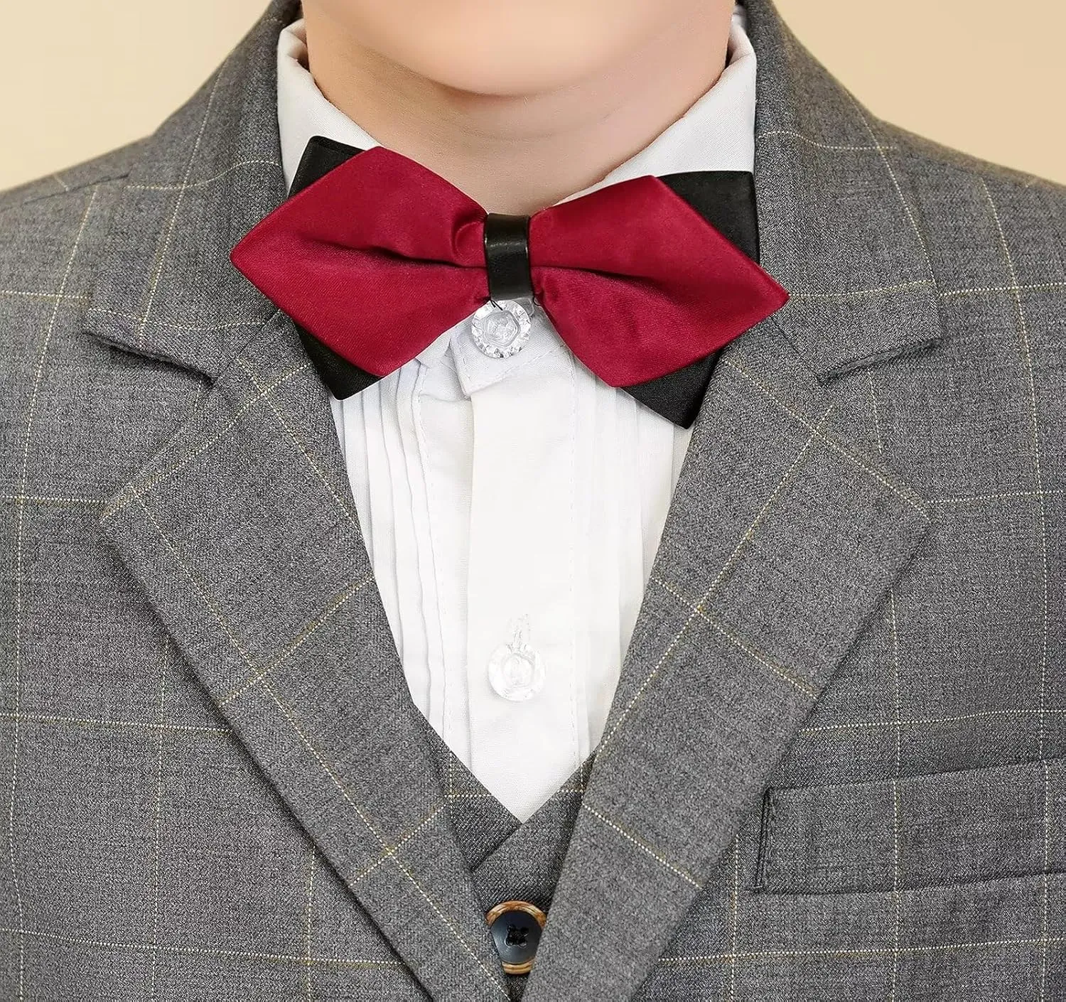 Boys Suit Plaid Stripes Suits for Boys 3 Piece Formal Wedding Outfit Slim Fit Suit Blazer Vest Pants Set