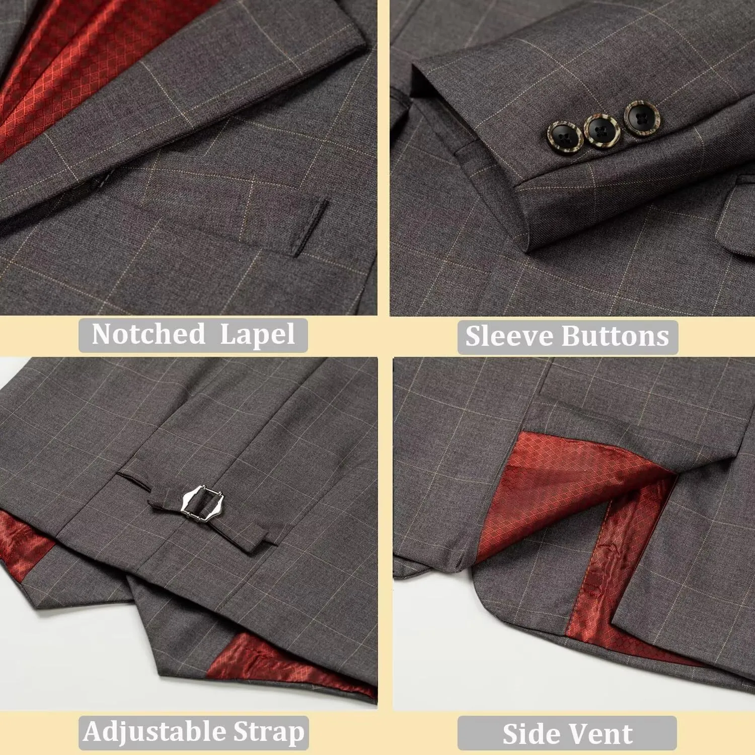 Boys Suit Plaid Stripes Suits for Boys 3 Piece Formal Wedding Outfit Slim Fit Suit Blazer Vest Pants Set