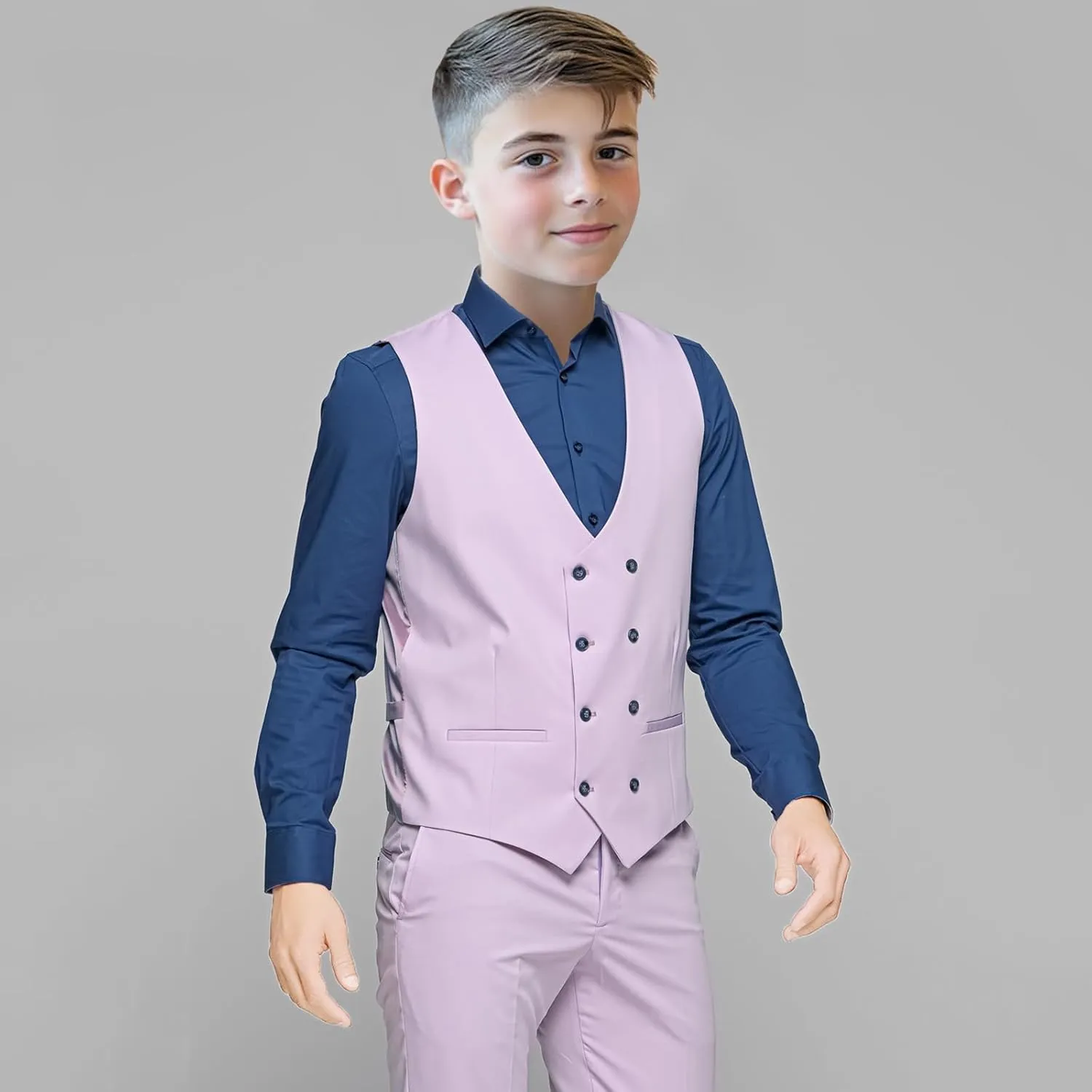Boys Tuxedos 3 Piece Boys' Suit Slim Fit Suits for Boys Kids Business Jacket Vest Pants Set Formal Peak Lapel Outfit