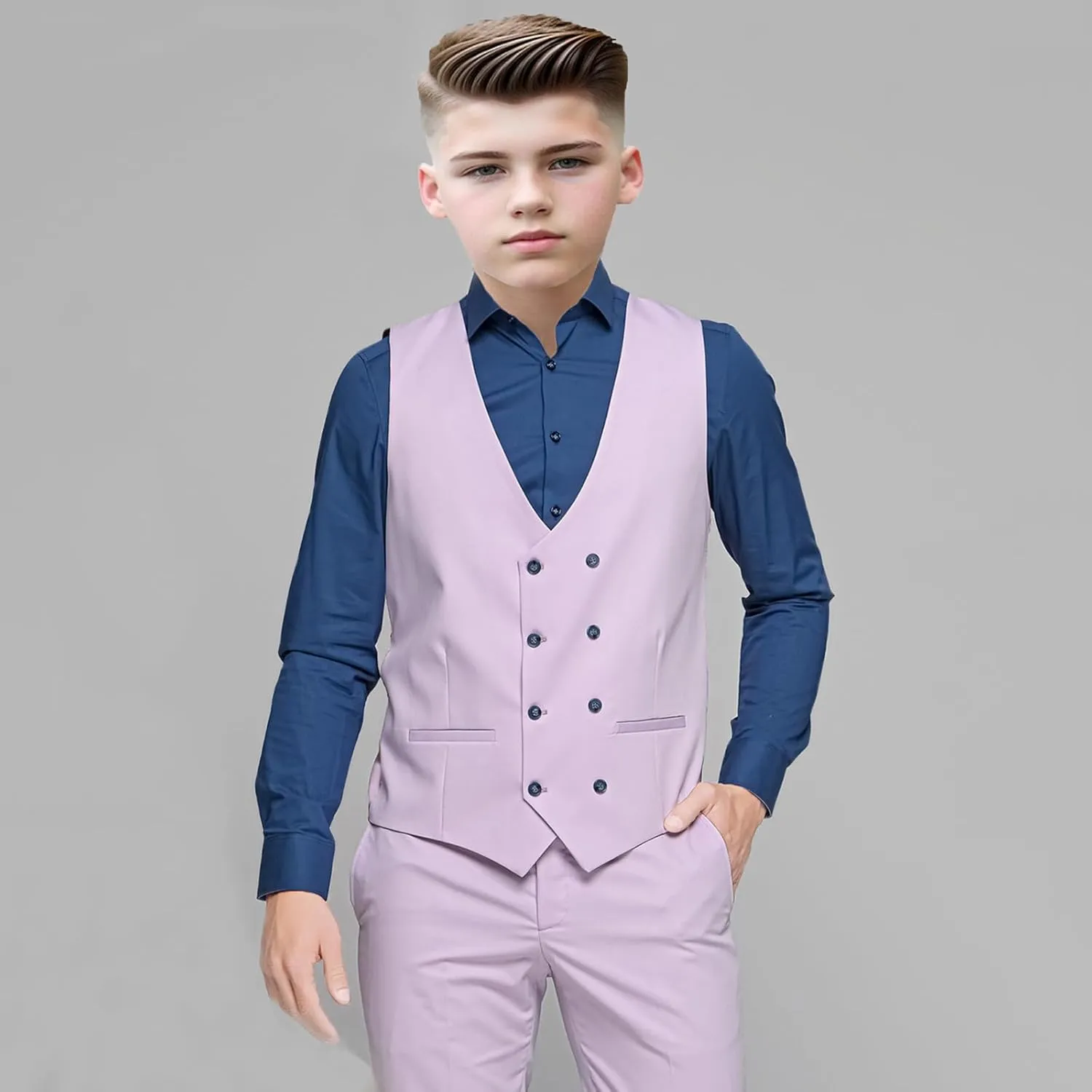Boys Tuxedos 3 Piece Boys' Suit Slim Fit Suits for Boys Kids Business Jacket Vest Pants Set Formal Peak Lapel Outfit