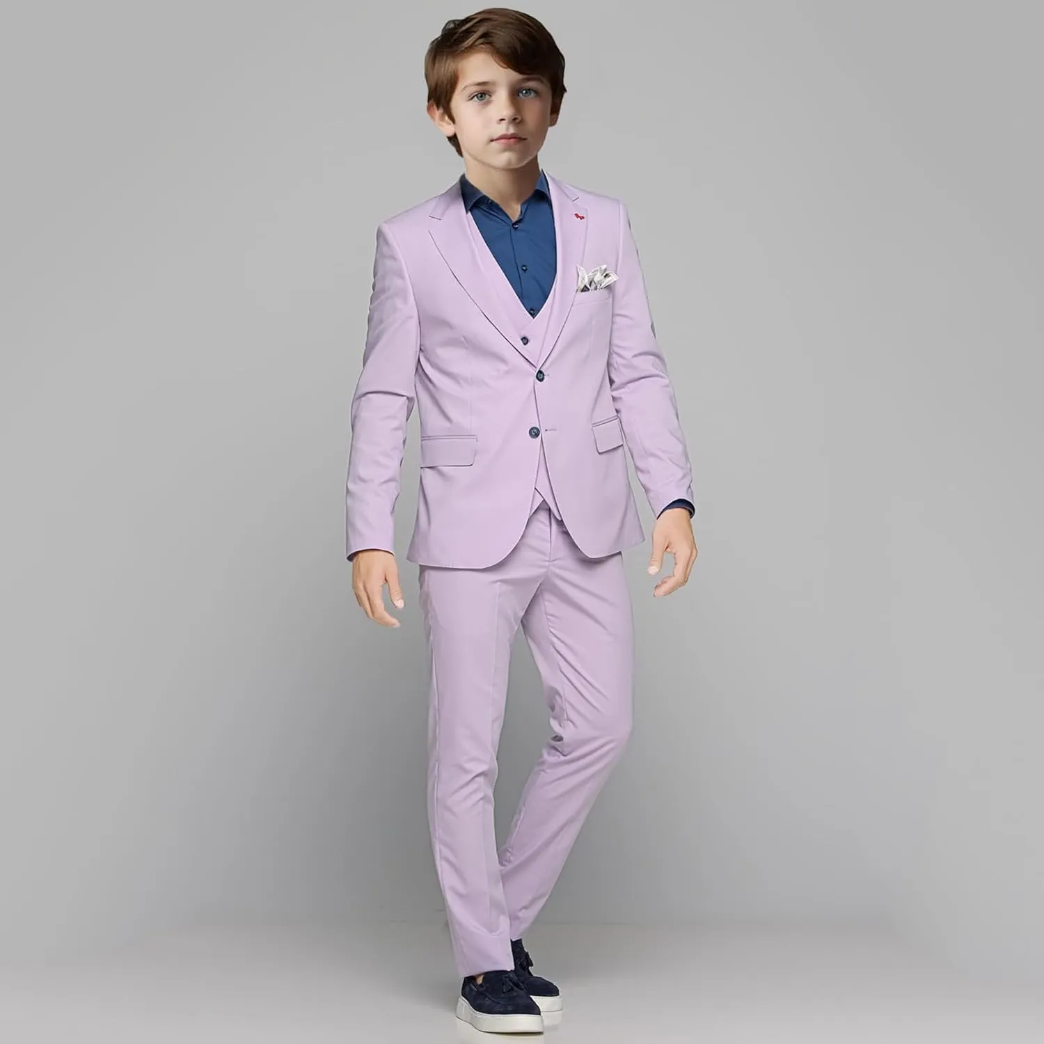 Boys Tuxedos 3 Piece Boys' Suit Slim Fit Suits for Boys Kids Business Jacket Vest Pants Set Formal Peak Lapel Outfit