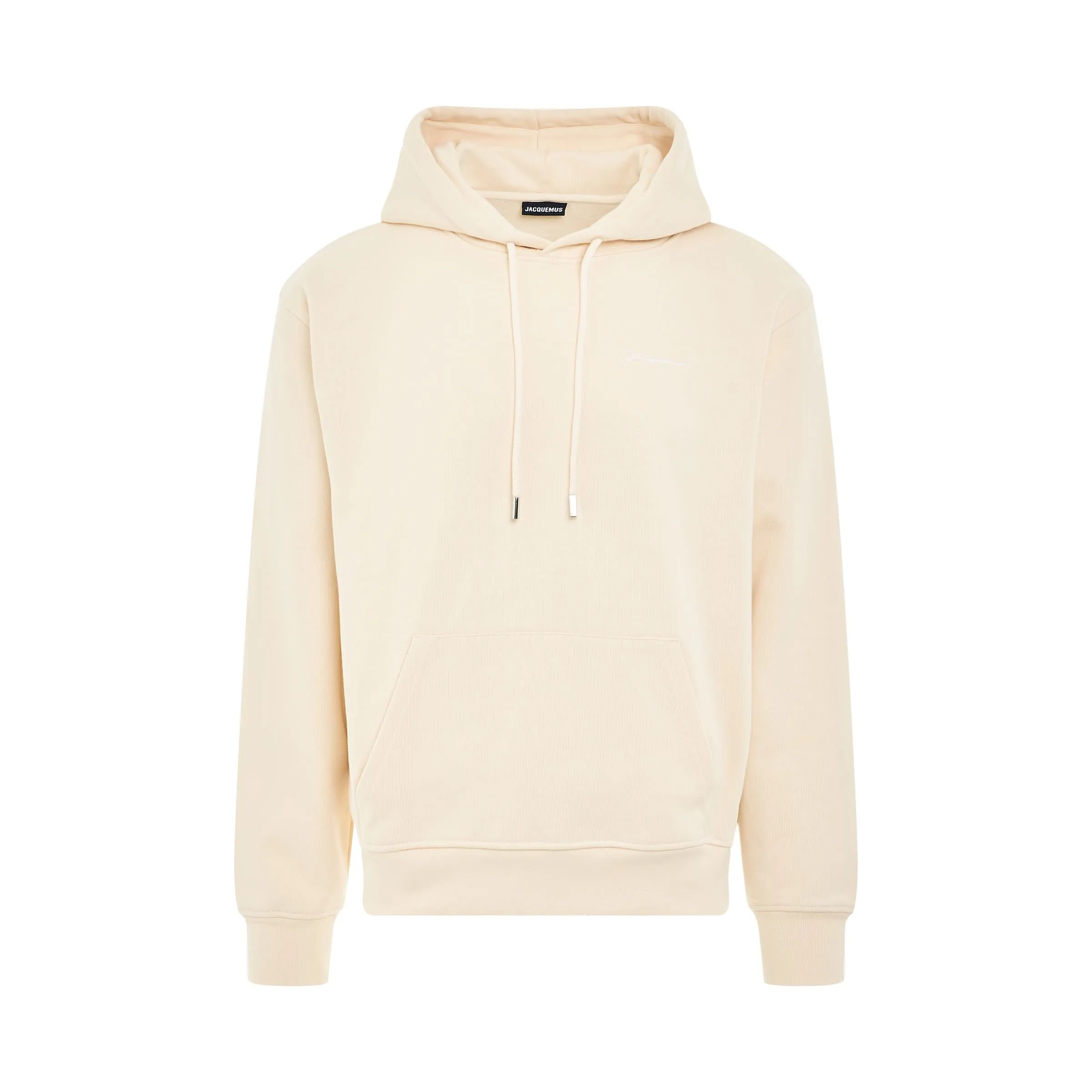 Brode Embroidered Logo Hoodie in Beige