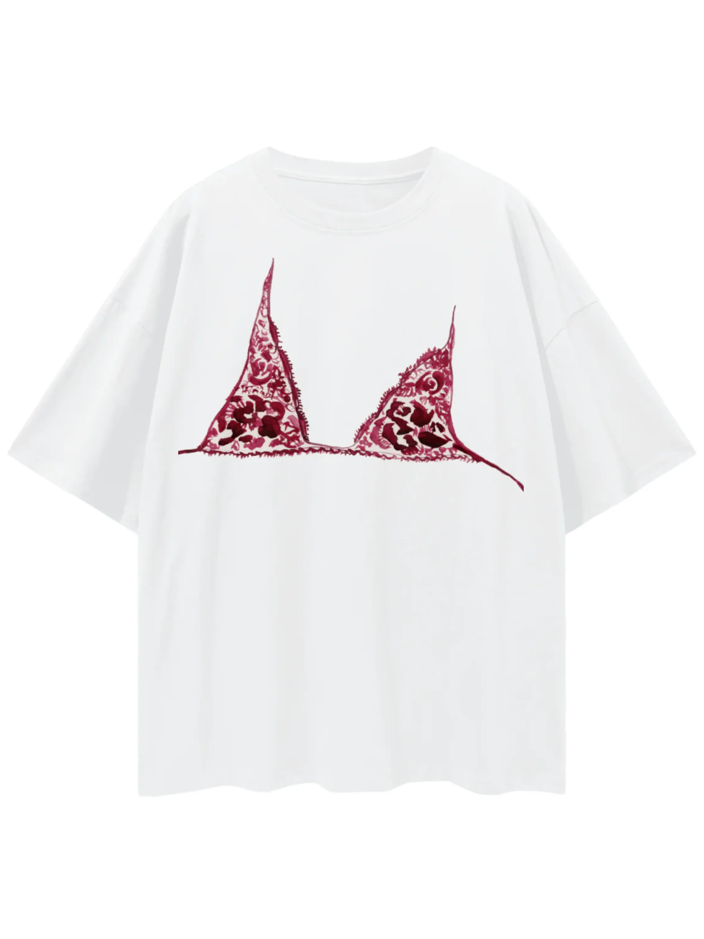 Burgundy Bralette Oversize Tee