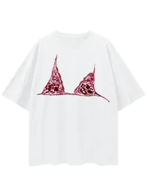 Burgundy Bralette Oversize Tee