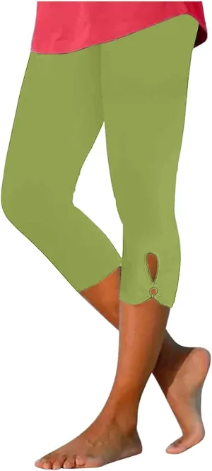 Capri Leggings for Women 2025 Casual Summer Capri Pants Stretch Slimming Workout Yoga Pants Hollow Out Leggings