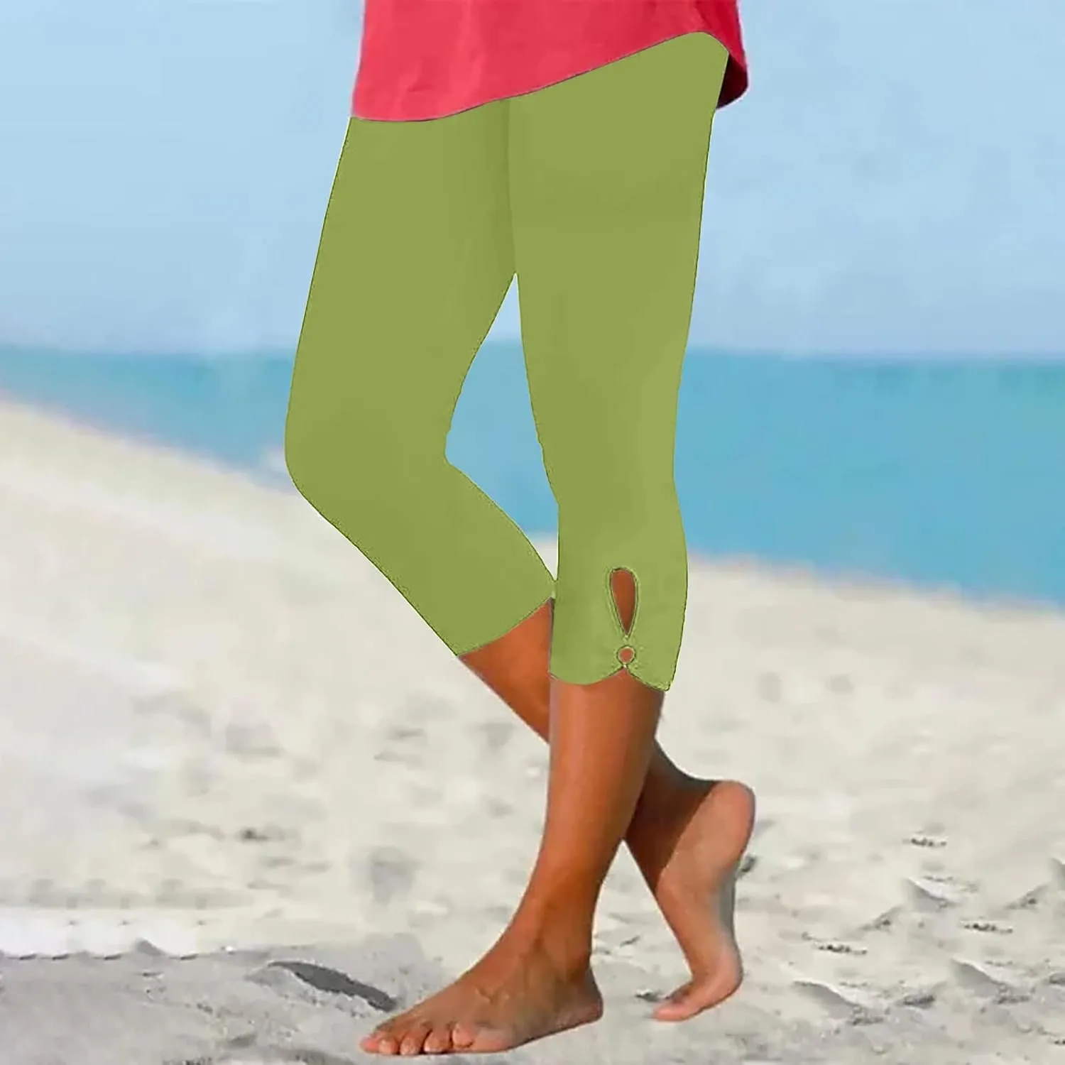 Capri Leggings for Women 2025 Casual Summer Capri Pants Stretch Slimming Workout Yoga Pants Hollow Out Leggings
