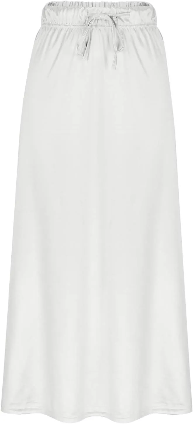 Casual Skirts for Women A Line Midi Skirt Elastic High Waisted Swing Pleated Dresses Solid Color Beach Boho Dress