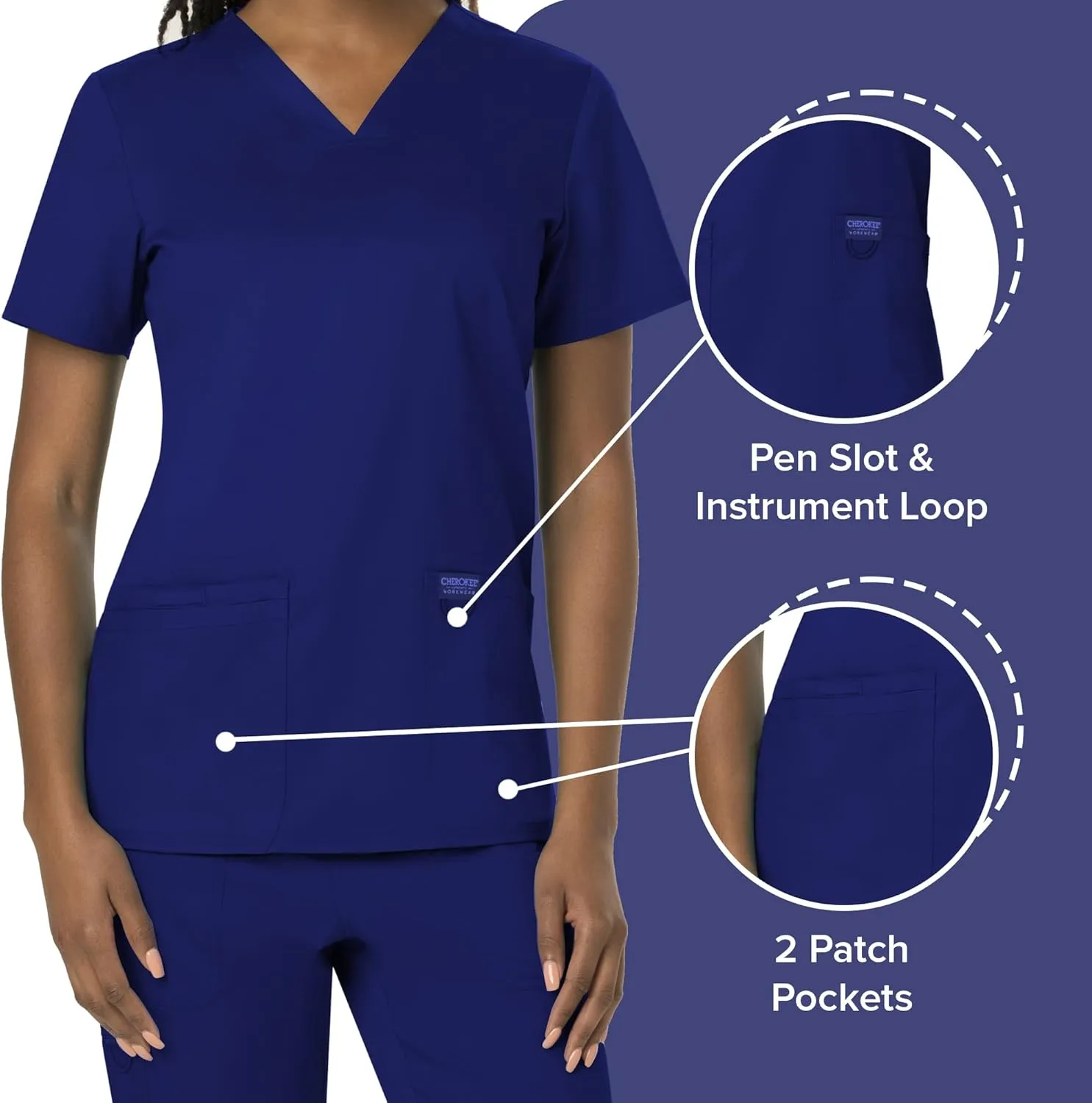 Cherokee Medical Women's Scrub Top V-Neck with 3 Pockets & Soft Fabric WW620