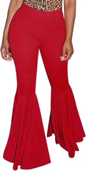 Choichic Bell Bottom Pants for Women Casual Stretchy Loose Wide Leg High Waisted Long Flare Pants