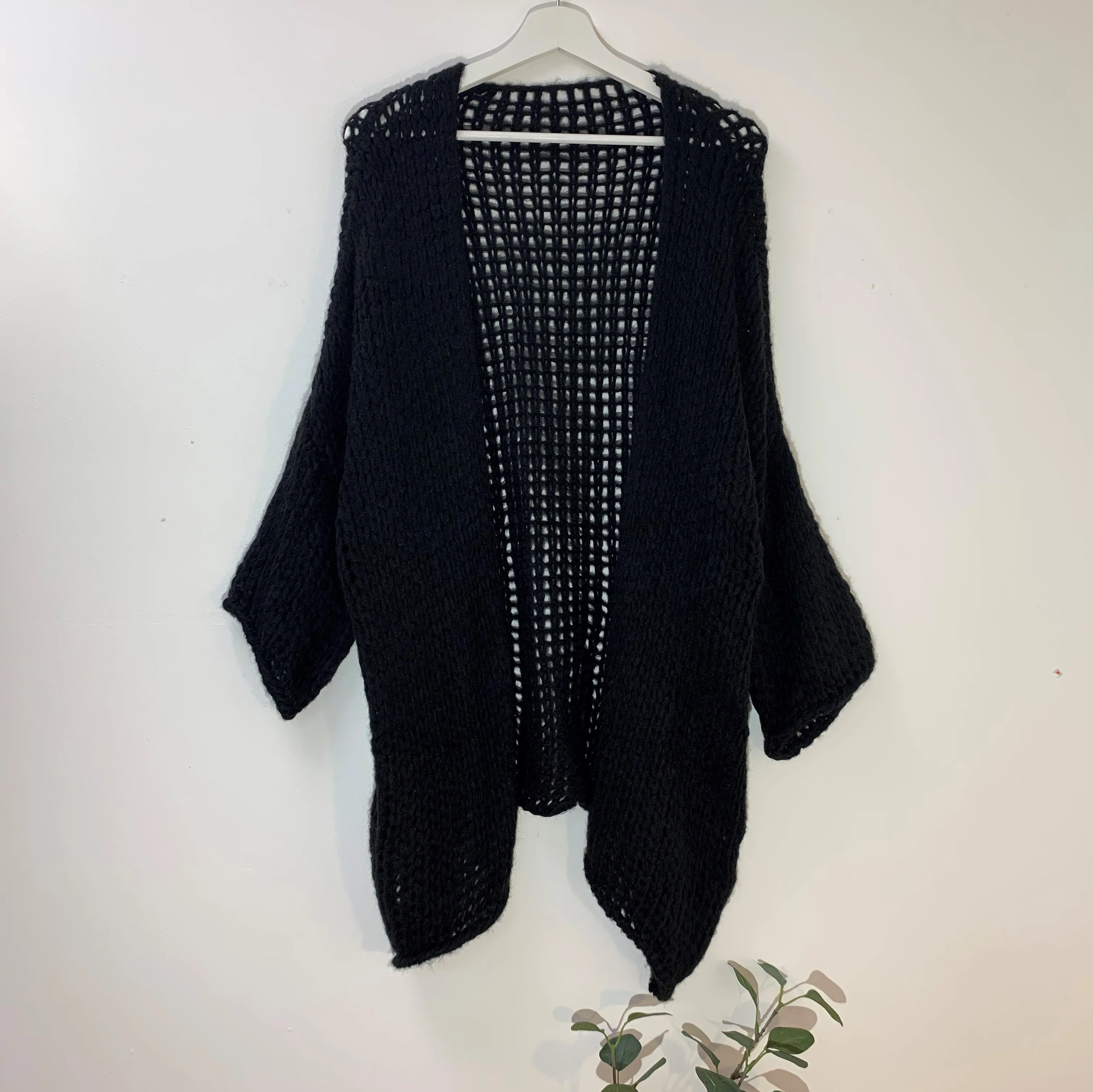Chunky loose knit cardi acrylic-wool mix (O/S)
