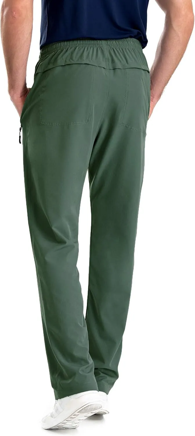 clothin Mens Workout Athletic Pants Elastic-Waist Drawstring Pants for Sport Exercise Travel,Quick-Dry,Stretchy