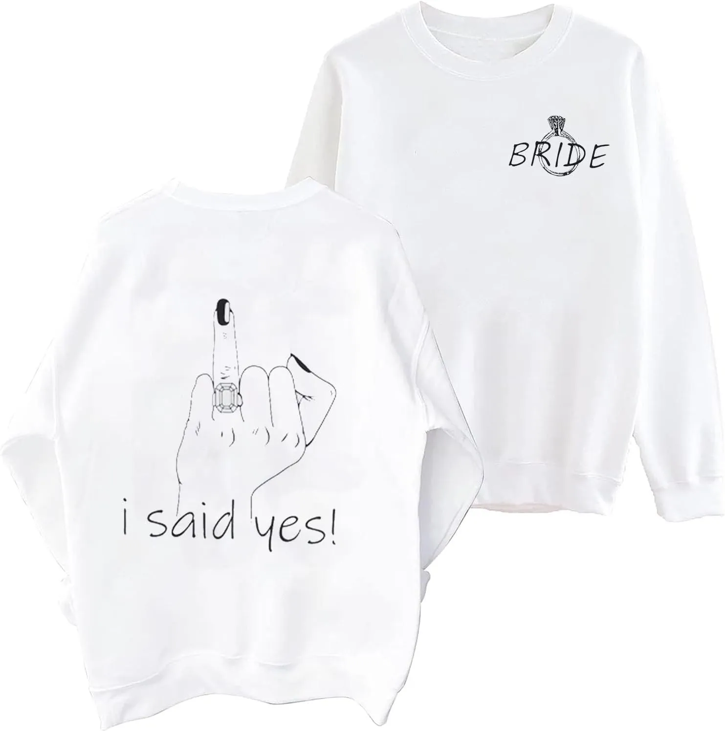 COLORFUL BLING Bride Sweatshirt For Women I Said Yes Engaged Gift Wedding Party Pullover Oversized Casual Crewneck Tops
