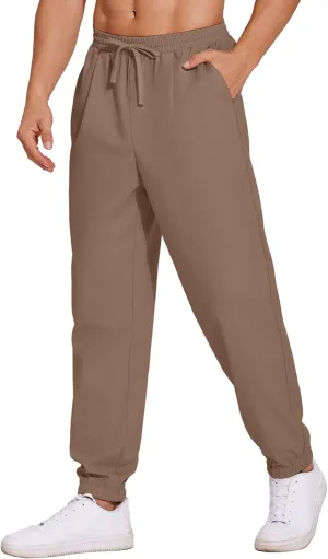 COOFANDY Men's Linen Casual Pants Lightweight Jogger Pants Elastic Waist Drawstring Yoga Beach Pants with Pockets