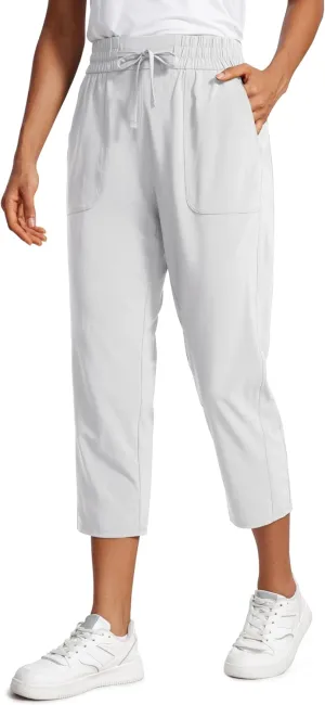 CRZ YOGA Lightweight Capri for Women 23" Cropped Casual Lounge Work Athletic Travel Pants with Pockets Quick Dry Summer