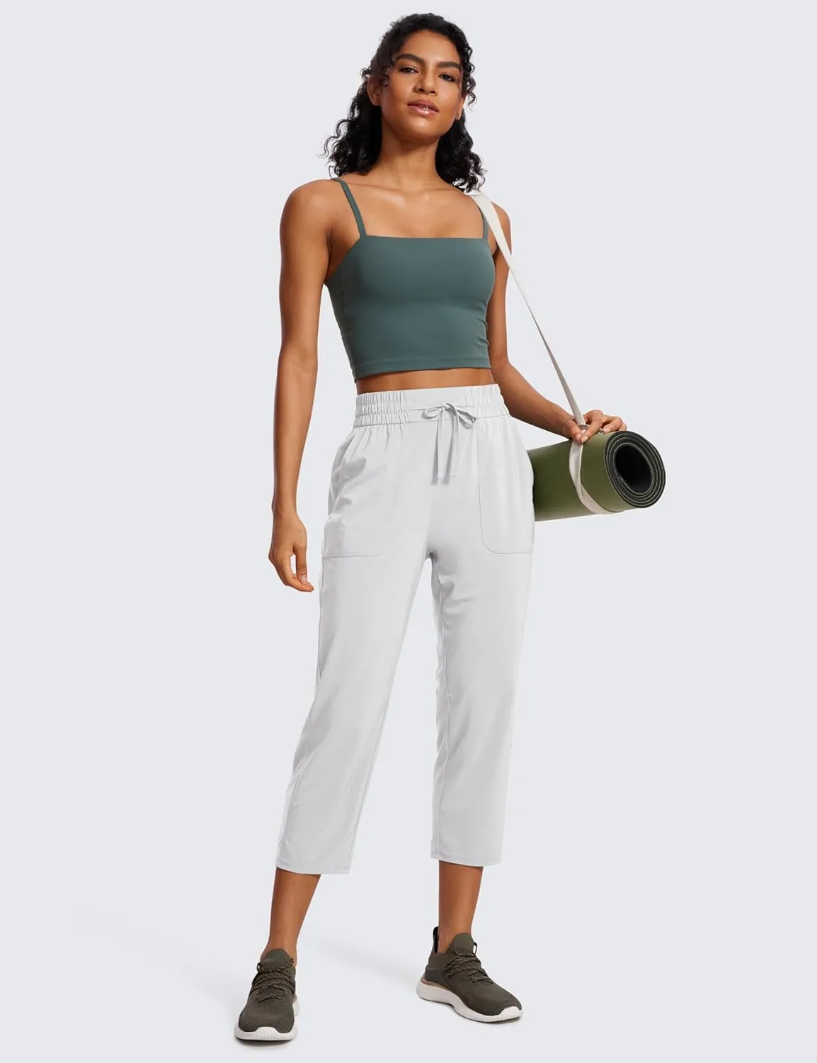 CRZ YOGA Lightweight Capri for Women 23" Cropped Casual Lounge Work Athletic Travel Pants with Pockets Quick Dry Summer