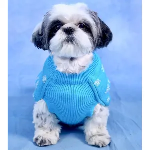 Dogobow Panda Knit Sweater for Dogs and Cats (Blue) (Get a Bow Free)