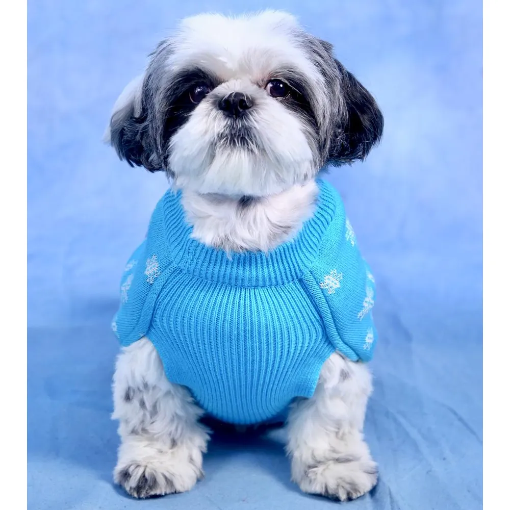 Dogobow Panda Knit Sweater for Dogs and Cats (Blue) (Get a Bow Free)