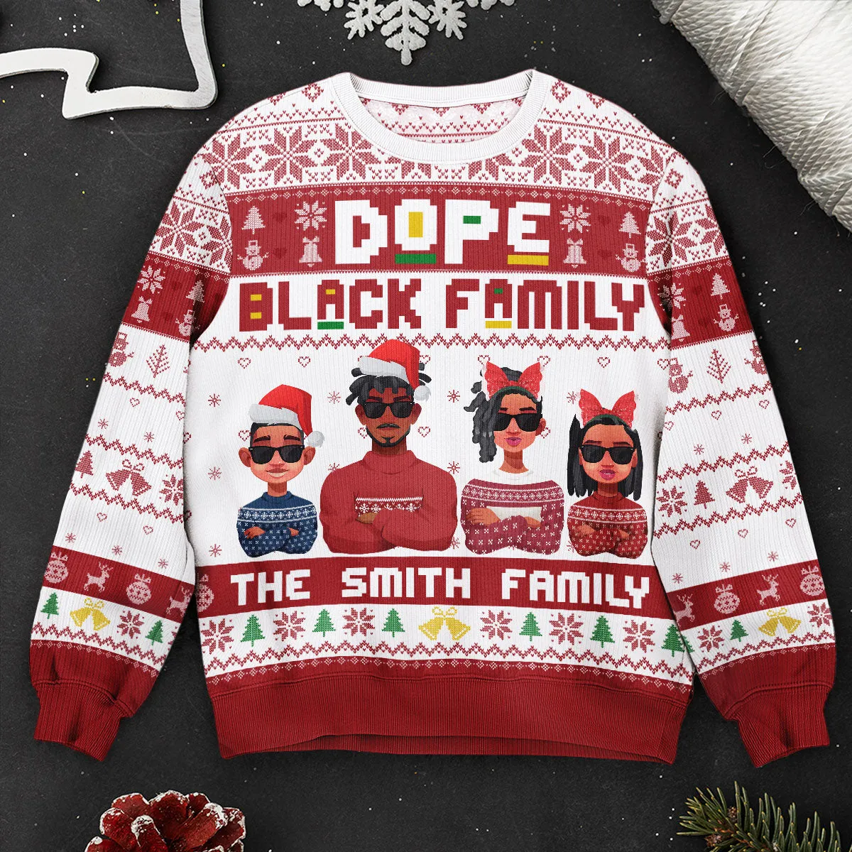 Dope Black Family - Personalized Ugly Sweater