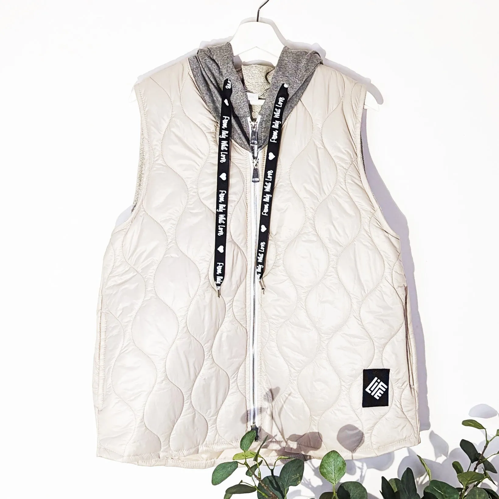 Double layer effect padded and hooded jersey gillet combo (M)
