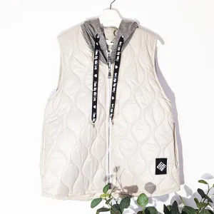 Double layer effect padded and hooded jersey gillet combo (M)