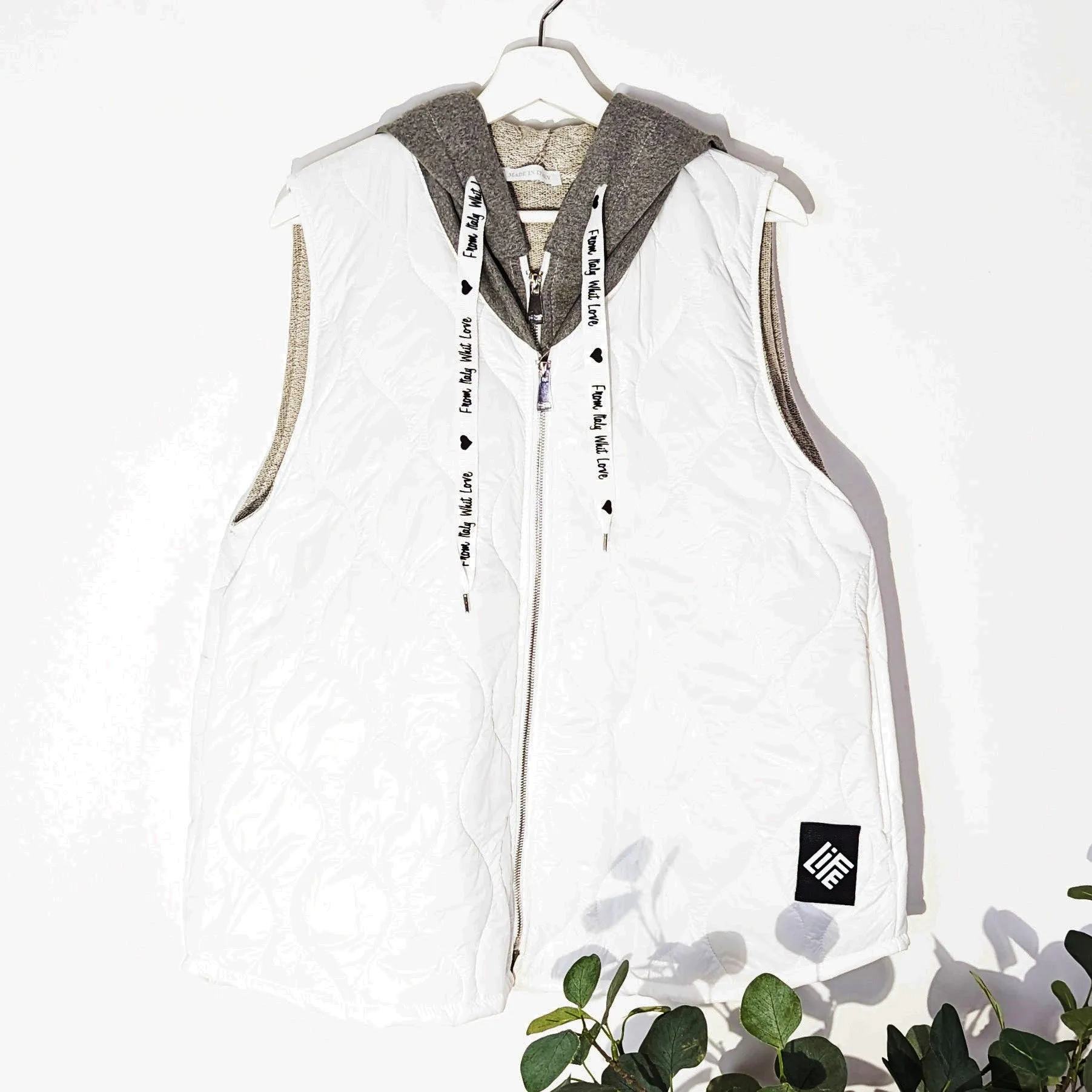 Double layer effect padded and hooded jersey gillet combo (M)