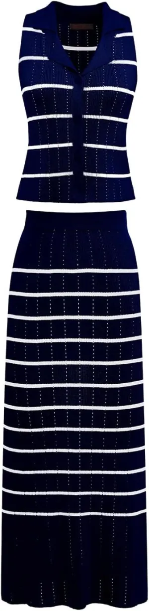 DRESSTELLS Women's 2 Piece Skirt Sets 2025 Summer Outfits Tank Tops and Long Skirts Bodycon Knit Dress Set