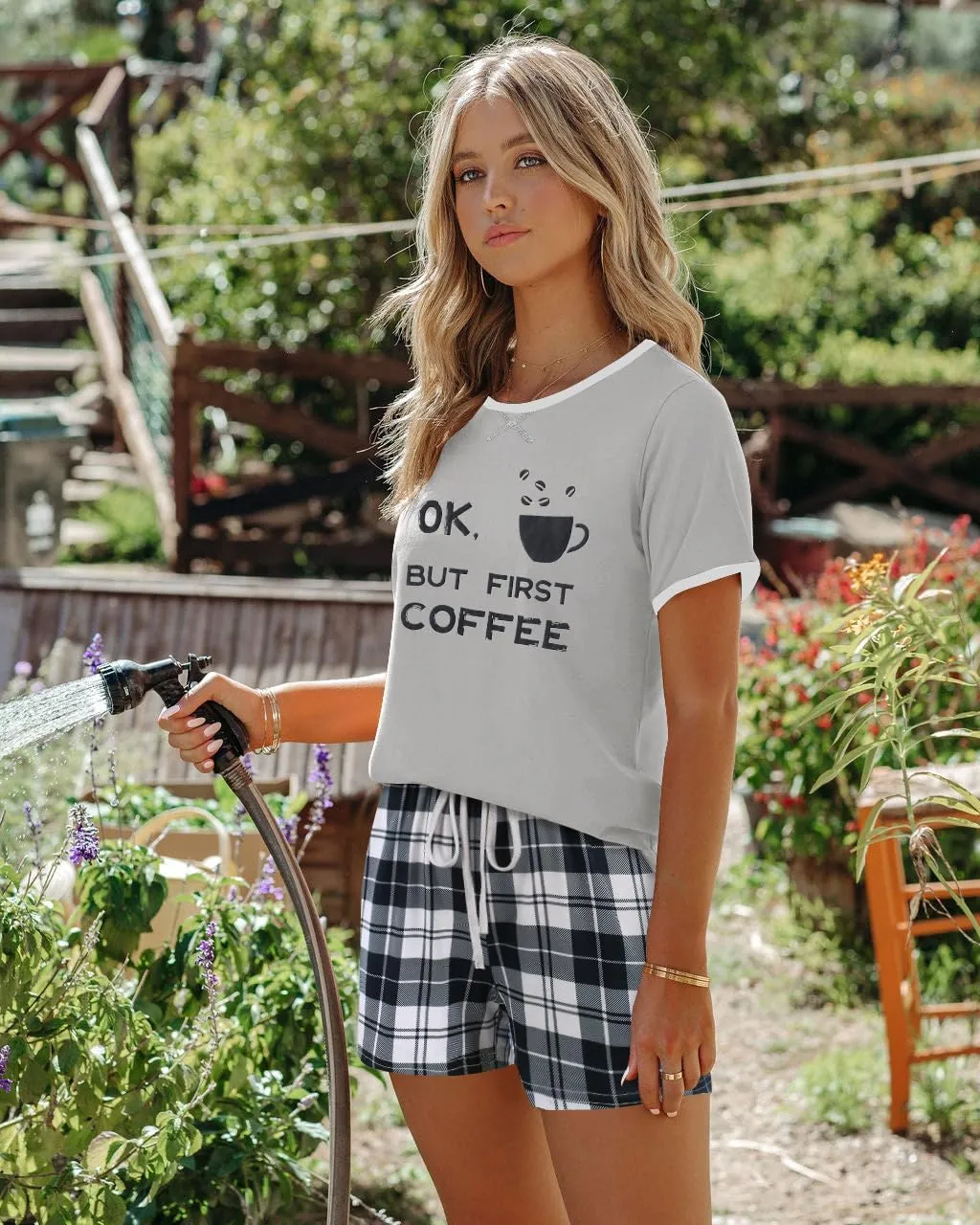 Ekouaer Women Pajama Set Casual Short Set