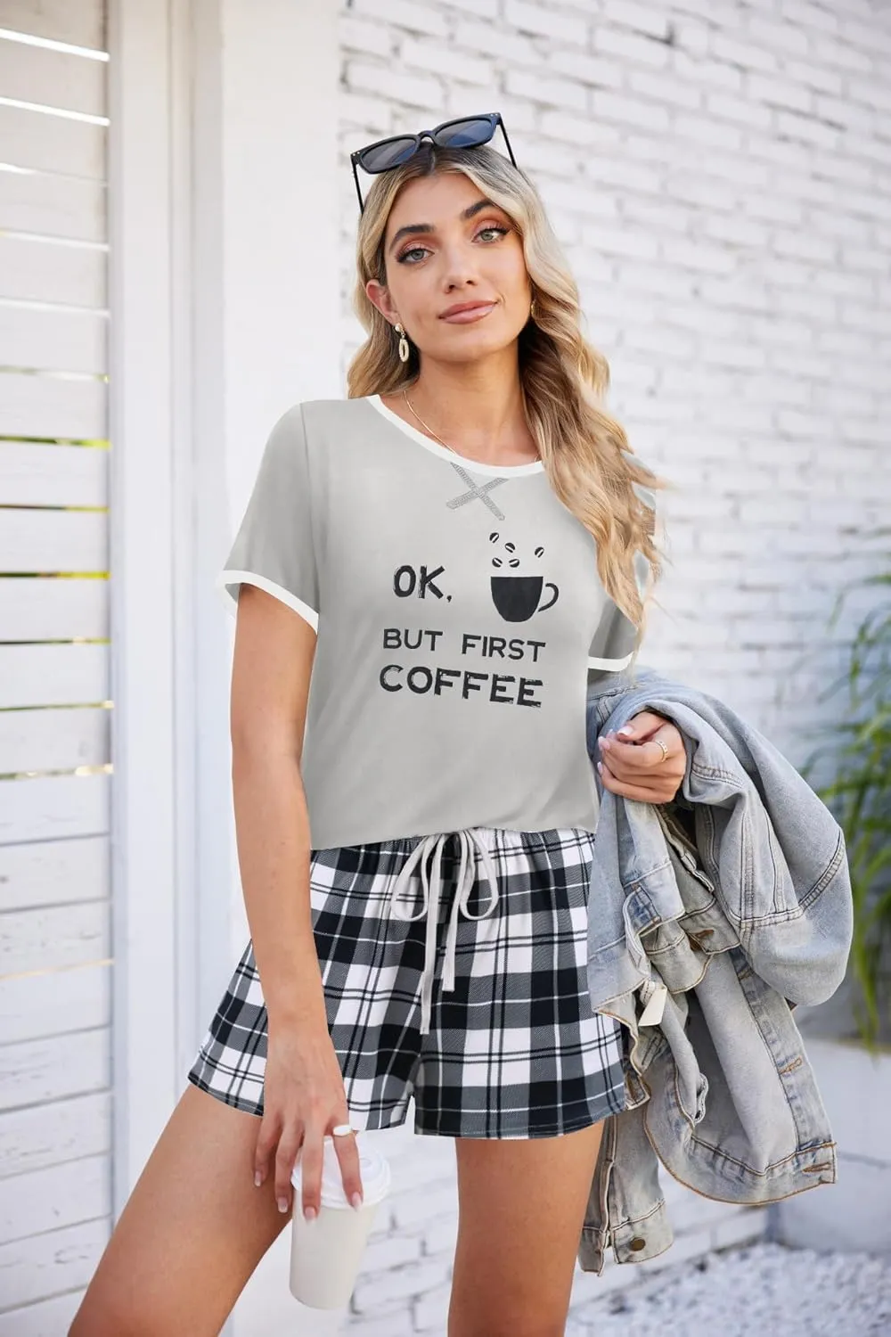 Ekouaer Women Pajama Set Casual Short Set