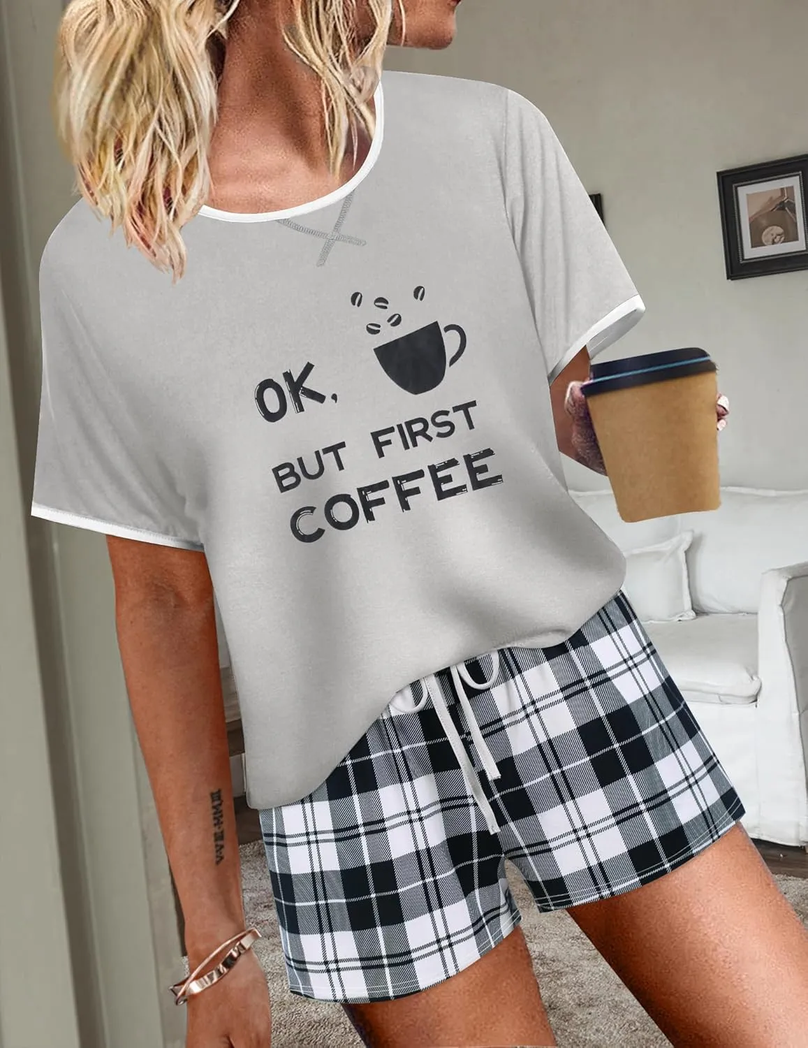 Ekouaer Women Pajama Set Casual Short Set