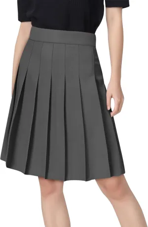 Elegant Knee Length Skorts Skirts for Women High Waisted Solid Color Pleated Skirt Casual Athletic Golf Tennis Skort