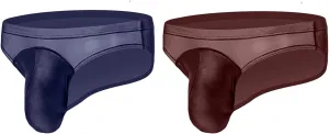 Evankin Brief Underwear Men's Sexy Thong Pants with Lacquer Leather and Transparent Mesh Fabric