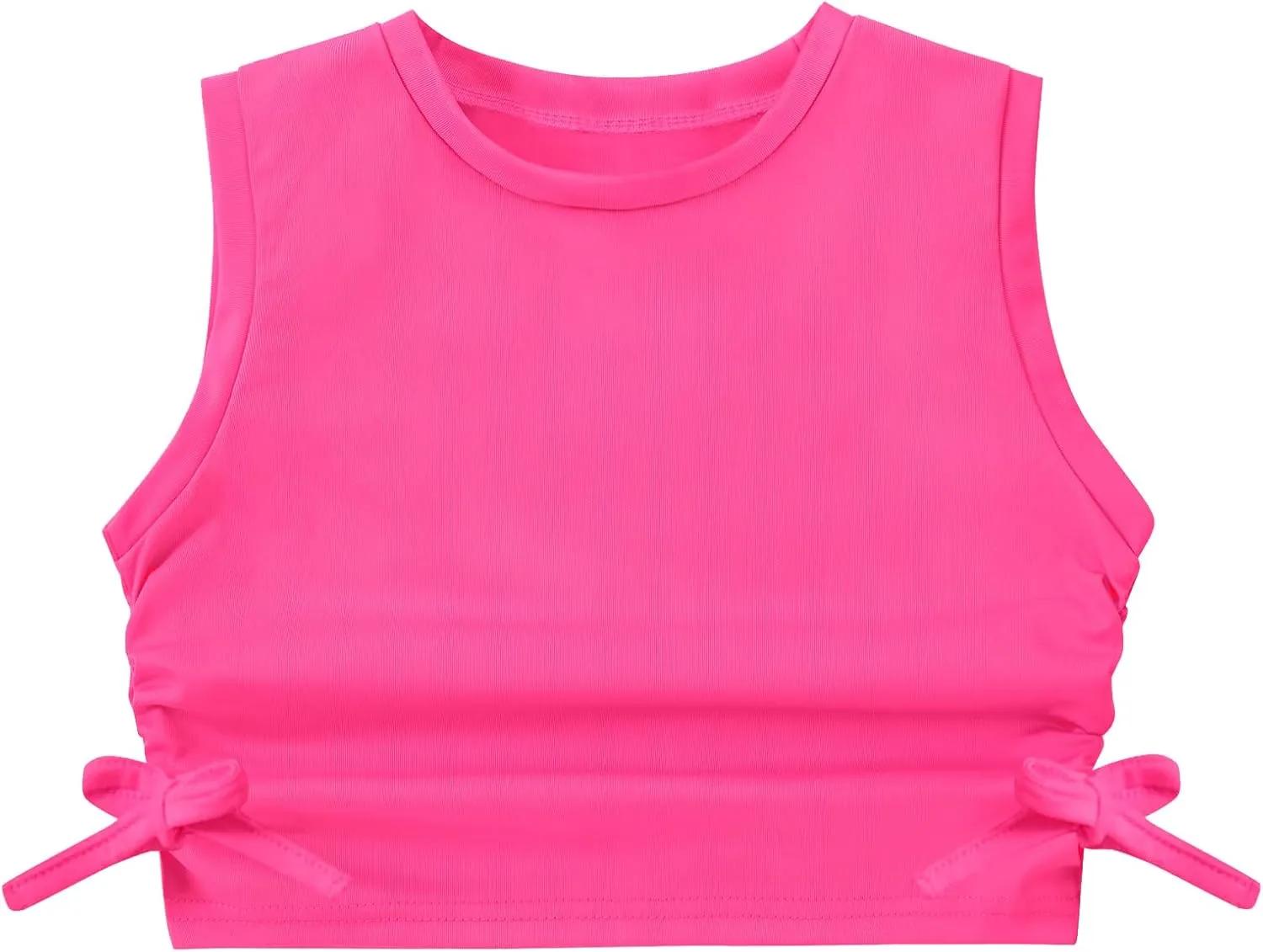 EXARUS Girl's Crop Tank Tops Dance Ribbed Knit Sleeveless Round Neck Racerback Casual Cute Cropped Top 6-12Y