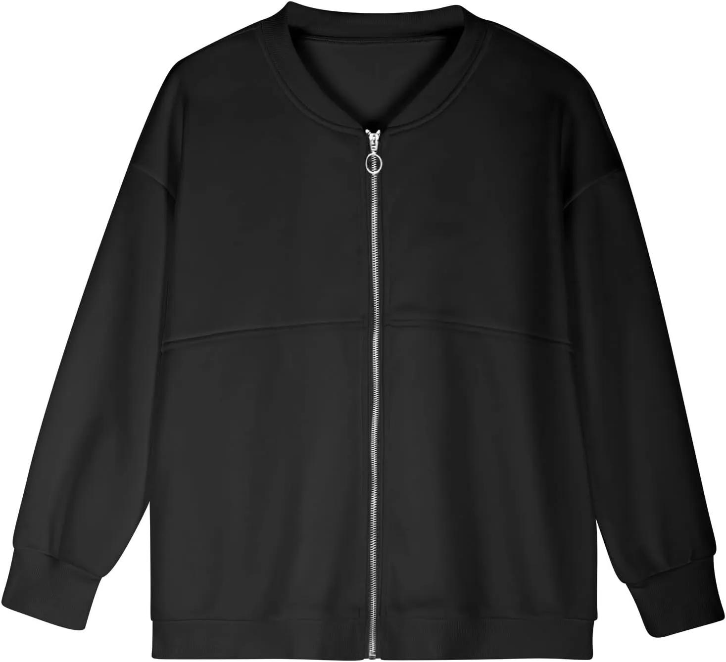 Fall Jackets for Women Zip Up Sweatshirts Long Sleeve Shirts Bomber Jacket with Pockets Fleece Sweaters Tops