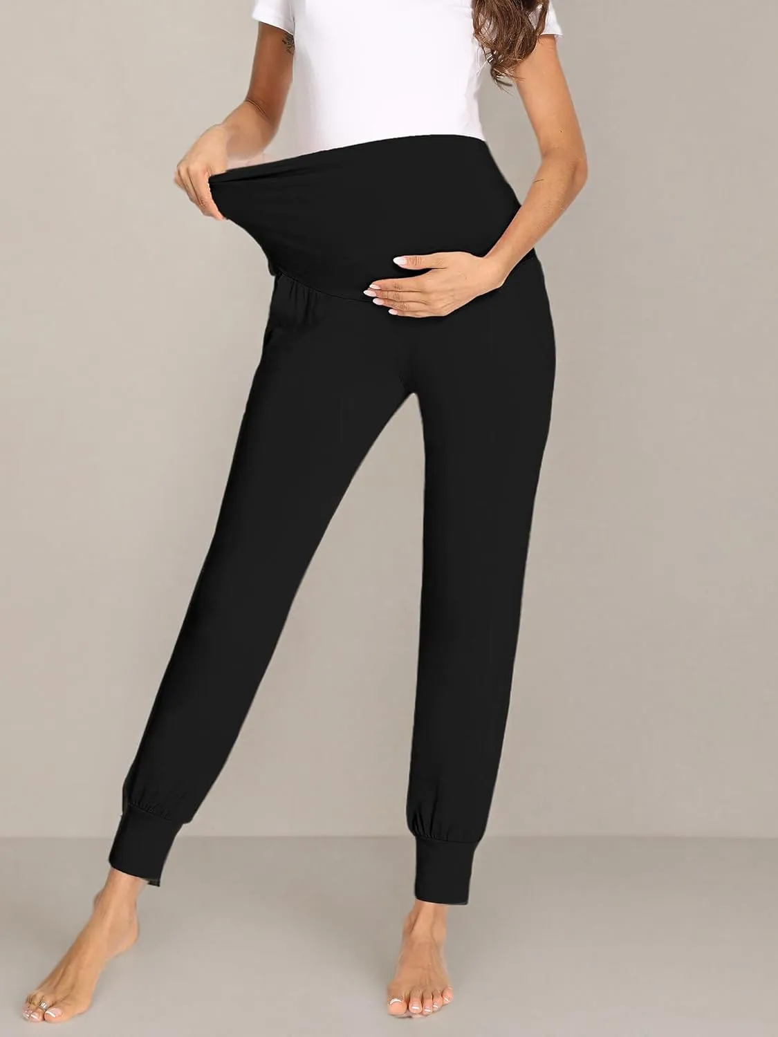 fitglam Women's Maternity Pants Over Belly Lounge Pajamas Clothes Pregnancy Must Haves Joggers with Pockets